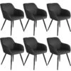 Lot De 6 Chaises Pieds Noir Siège De Salon Cuisine Salle à Manger Design élégant Tissu Anthracite 08_0000055 -Deco.fr Soldes Boutique chaise 8937567