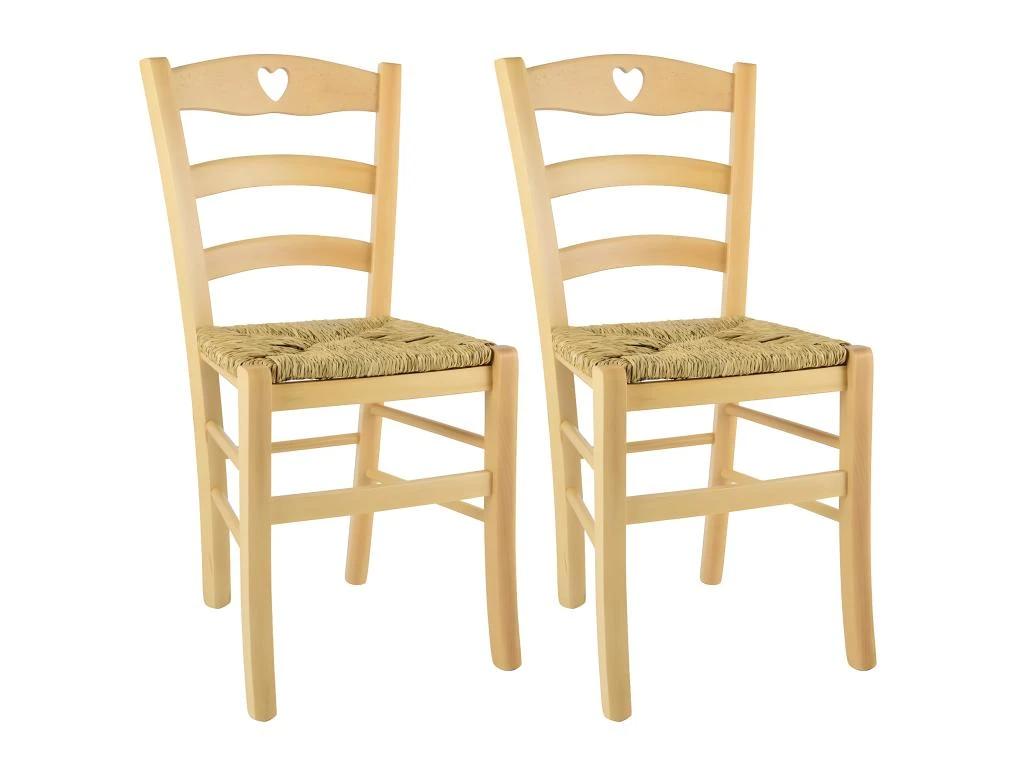 NAPLES - Lot De 2 Chaises Naturelles Et Assises En Paille 1 NAPLES - Lot De 2 Chaises Naturelles Et Assises En Paille