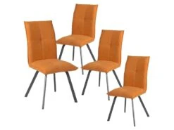 BISPO - Lot De 4 Chaises Tissu Coloris Orange