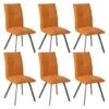 BISPO - Lot De 6 Chaises Tissu Coloris Orange 11 BISPO - Lot De 6 Chaises Tissu Coloris Orange -Deco.fr Soldes Boutique chaise 8939509
