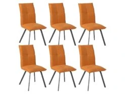BISPO - Lot De 6 Chaises Tissu Coloris Orange