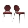 Lot 2 Chaises Rouge Médaillon Velours Pieds Métal - BROADWAY 9088
