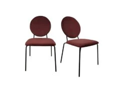 Lot 2 Chaises Rouge Médaillon Velours Pieds Métal - BROADWAY 9088