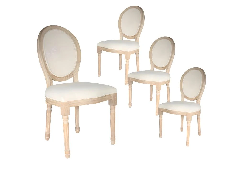 MELINDA - Lot De 4 Chaises Baroques Avec Dossier Canné 1 MELINDA - Lot De 4 Chaises Baroques Avec Dossier Canné