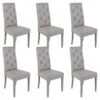 TREVI - Lot De 6 Chaises Simili Gris Clair Et Pieds Laqués -Deco.fr Soldes Boutique chaise 9175795