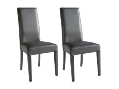 TORINO - Lot De 2 Chaises Simili Gris Et Pieds Laqués