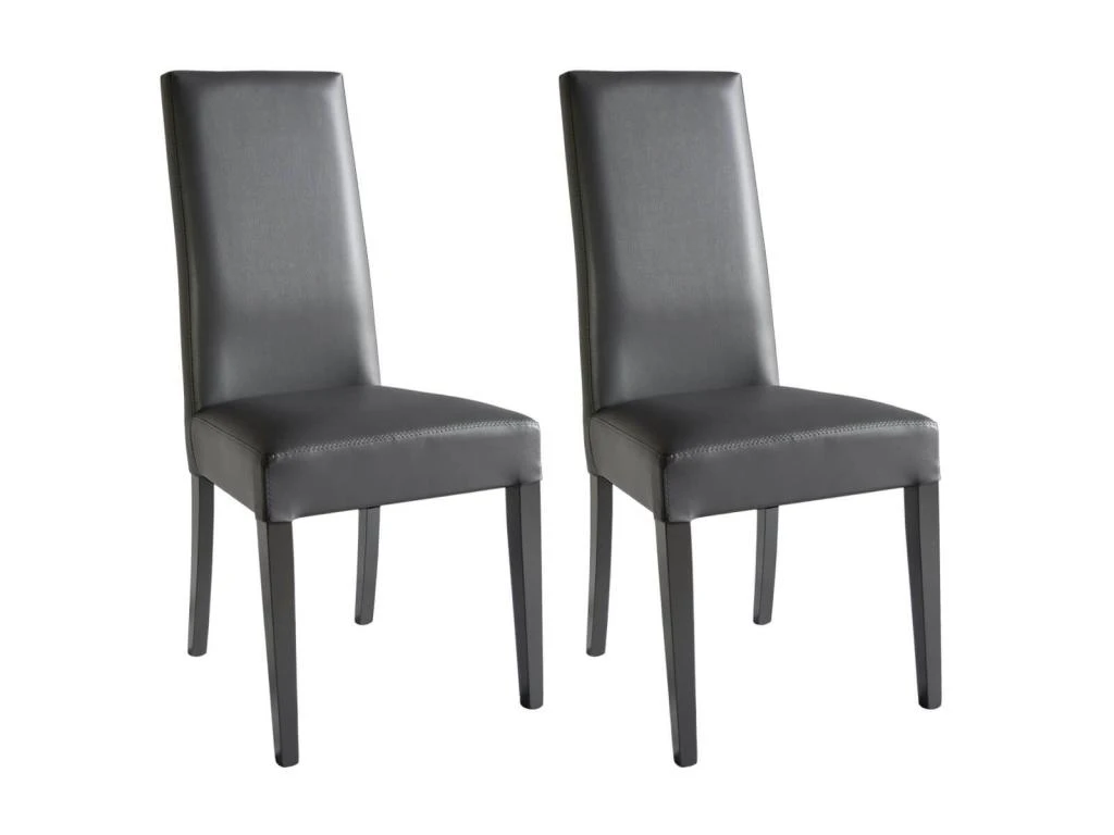 TORINO - Lot De 2 Chaises Simili Gris Et Pieds Laqués 1 TORINO - Lot De 2 Chaises Simili Gris Et Pieds Laqués