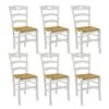 SUZY - Lot De 6 Chaises Laquées Blanc Et Assises En Paille -Deco.fr Soldes Boutique chaise 9176019