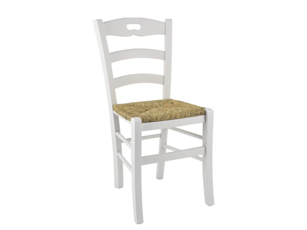 SUZY - Lot De 6 Chaises Laquées Blanc Et Assises En Paille 2 SUZY - Lot De 6 Chaises Laquées Blanc Et Assises En Paille – Image 2