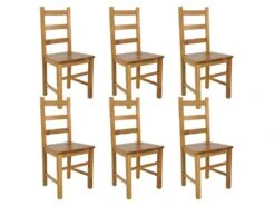 ORTA - Lot De 6 Chaises Teinté Chêne Et Assises En Bois