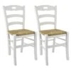 SUZY - Lot De 2 Chaises Laquées Blanc Et Assises En Paille -Deco.fr Soldes Boutique chaise 9176175