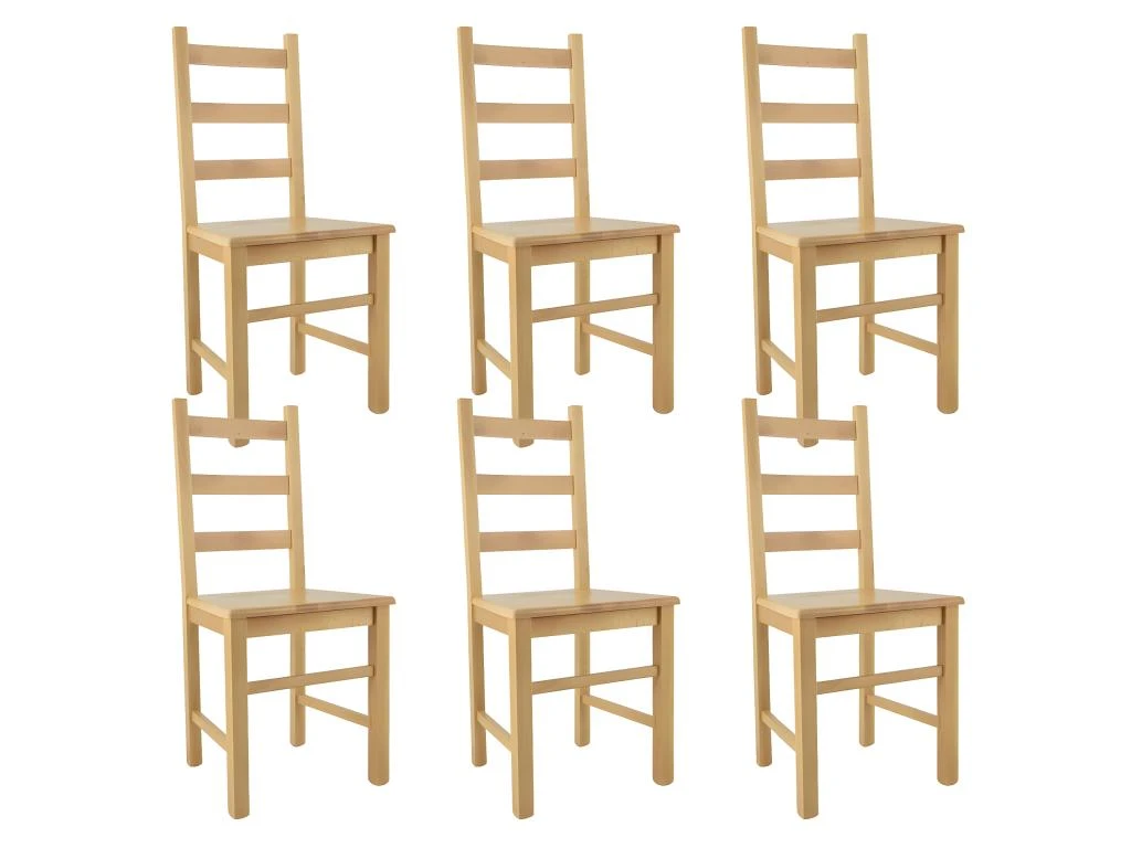 ORTA - Lot De 6 Chaises Naturelles Et Assises En Bois 1 ORTA - Lot De 6 Chaises Naturelles Et Assises En Bois