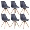 NIBBEN - Lot De 6 Chaises Grises Et Piétement Hévéa -Deco.fr Soldes Boutique chaise 9179921