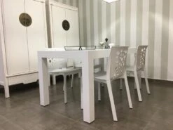 Lot De 6 Chaises De Table-salle à Manger - Cuisine - Interieur/exterieur En Résine Coloris Blanc - Longueur 48 X Profondeur 54 X Hauteur 81 Cm