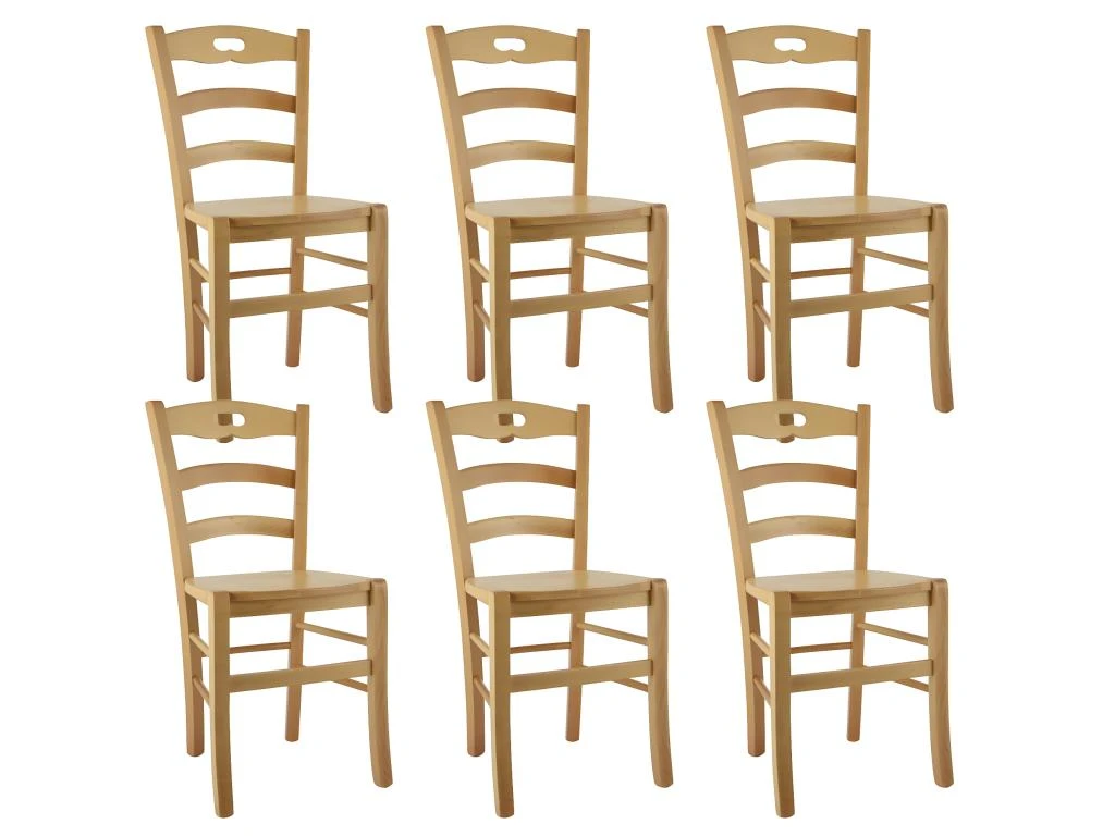 SUZY - Lot De 6 Chaises Naturelles Et Assises En Bois 1 SUZY - Lot De 6 Chaises Naturelles Et Assises En Bois