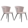 KOLYE - Lot De 2 Chaises Velours Rose Et Pieds Métal -Deco.fr Soldes Boutique chaise 9219299