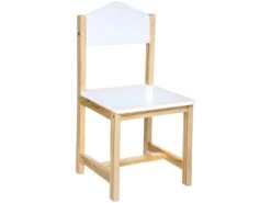 Chaise Enfant Coloris Blanc/naturel - L. 28,5 X P. 29 X H. 59 Cm