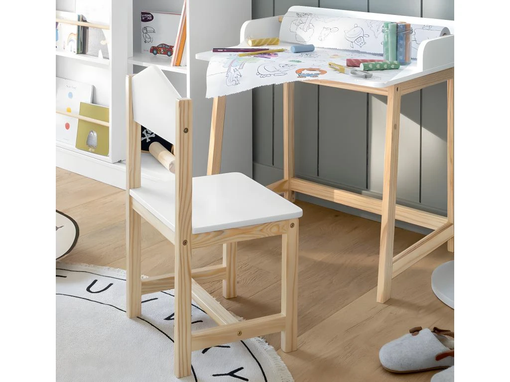 Chaise Enfant Coloris Blanc/naturel - L. 28,5 X P. 29 X H. 59 Cm 3 Chaise Enfant Coloris Blanc/naturel - L. 28,5 X P. 29 X H. 59 Cm – Image 3