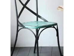 BISTRO - Set De 2 Chaises De Repas Vintage En Métal Bleu -Deco.fr Soldes Boutique chaise 9239265