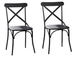 BISTRO - Set De 2 Chaises De Repas Vintage En Métal Noir