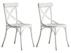 BISTRO - Set De 2 Chaises De Repas Vintage En Metal Blanc