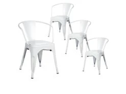 LUCY - Lot De 4 Chaises Métalliques Blanches