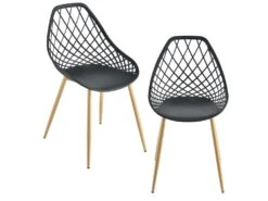 Set De 2 Chaises De Salle à Manger Siège En Plastique 83 Cm Noir 03_0006039