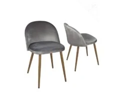 Lot De 2 Chaises Cocktail Velours GIZA (gris)