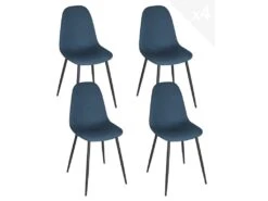 Lot De 4 Chaises Design Tissu Rembourrées NOVA (bleu)