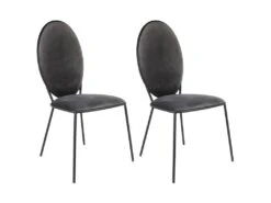 CLOVIS - Lot De 2 Chaises Effet Velours Gris Foncé