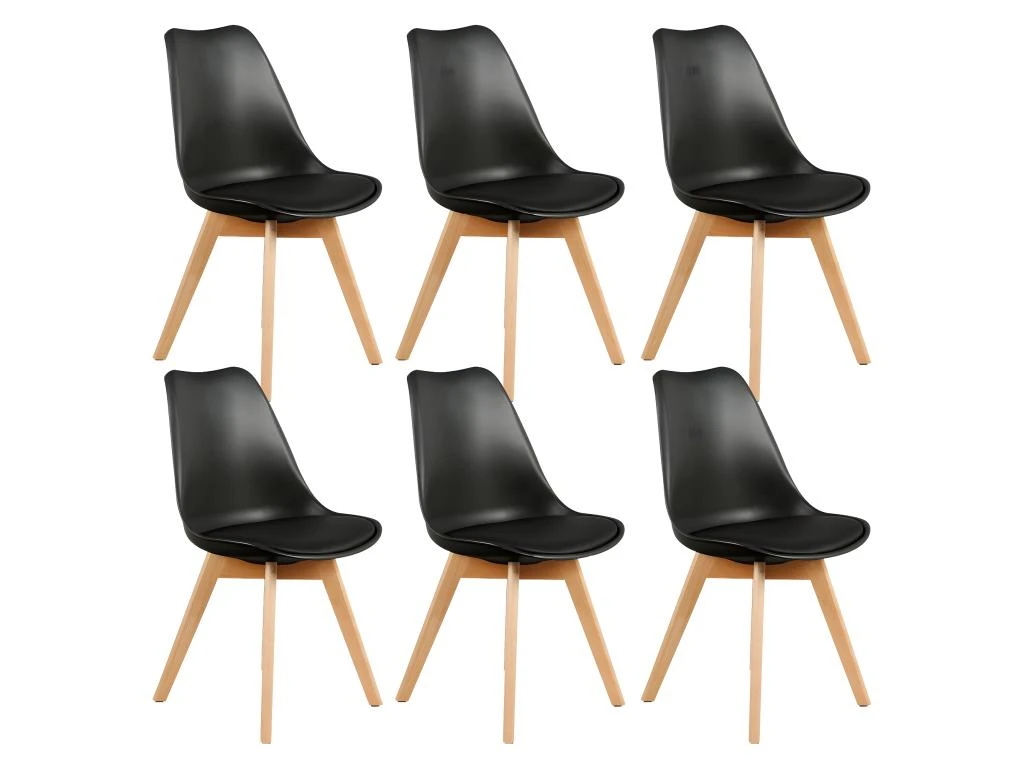 MEDALINE - Lot De 6 Chaises Scandinaves Noires 1 MEDALINE - Lot De 6 Chaises Scandinaves Noires