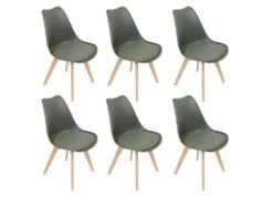 MEDALINE - Lot De 6 Chaises Scandinaves Kaki