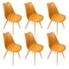 MEDALINE - Lot De 6 Chaises Scandinaves Jaunes