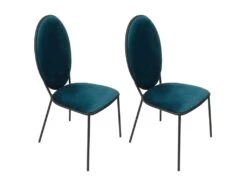 CLOVIS - Lot De 2 Chaises Effet Velours Bleues