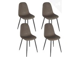 Lot De 4 Chaises Design Rembourrées NOVA (marron)