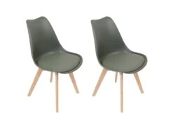 MEDALINE - Lot De 2 Chaises Scandinaves Kaki