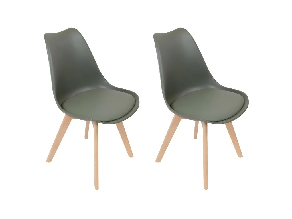 MEDALINE - Lot De 2 Chaises Scandinaves Kaki 1 MEDALINE - Lot De 2 Chaises Scandinaves Kaki