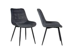 Lot De 2 Chaises En Velours LOUISE Grises - HAPPY GARDEN 7 Lot De 2 Chaises En Velours LOUISE Grises - HAPPY GARDEN -Deco.fr Soldes Boutique chaise 9245111