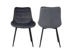Lot De 2 Chaises En Velours LOUISE Grises - HAPPY GARDEN 8 Lot De 2 Chaises En Velours LOUISE Grises - HAPPY GARDEN -Deco.fr Soldes Boutique chaise 9245113