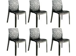 Lot 6 Chaises Ajourées Empilables Noires - GRUYER