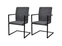 Lot De Deux Chaises De Salle à Manger 2 Pcs Cantilever Gris 1902103/2