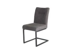 Chaise Velours Taupe Foncé Et Pieds Design En Métal Noir - VIVI