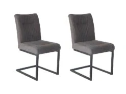 Lot 2 Chaises Velours Taupe Foncé Et Pieds Design En Métal Noir - VIVI