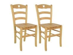 NAPLES - Lot De 2 Chaises Naturelles Et Assises En Bois