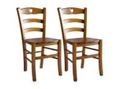NAPLES - Lot De 2 Chaises Teinté Chêne Et Assises En Bois