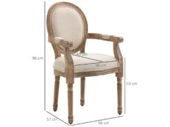 Chaise De Salle à Manger Chaise De Salon Médaillon Style Louis XVI Bois Hévéa Patiné Sculpté Tissu Beige -Deco.fr Soldes Boutique chaise 9247207