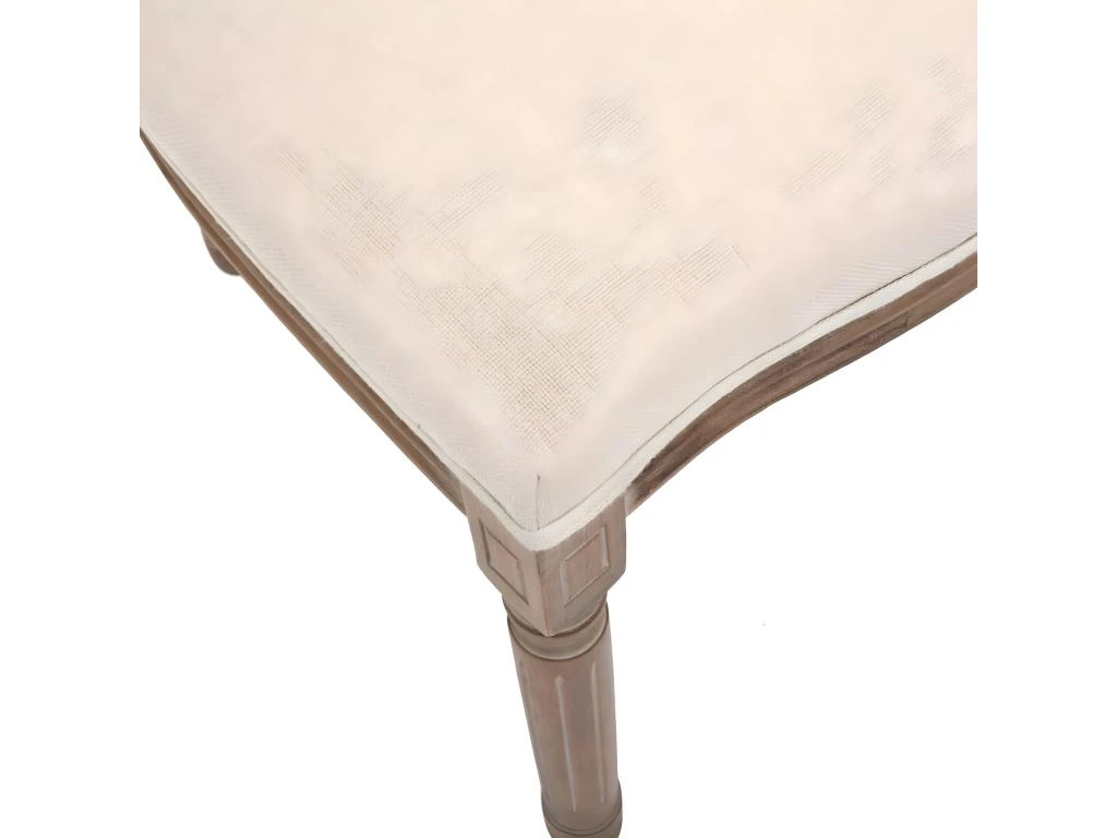 Chaise De Table En Coton Beige Lin Et Bois Blanchi Avec Dossier Cannage 3 Chaise De Table En Coton Beige Lin Et Bois Blanchi Avec Dossier Cannage – Image 3