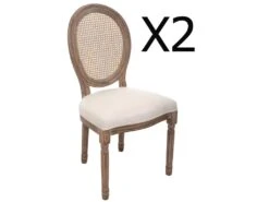 Lot De 2 Chaises En Bouleau Et Lin - L.56,5 X L.49,5 X H.95 Cm