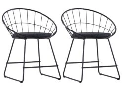 Lot De Deux Chaises De Salle à Manger Siège En Synthétique Noir Acier 1902199