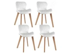 KAYELLES Lot De 4 Chaises Scandinaves Design Simili FATI (blanc)